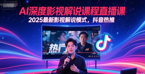 AI深度影视解说课程直播课，2025最新影视解说模式，抖音热推-易得个人分享