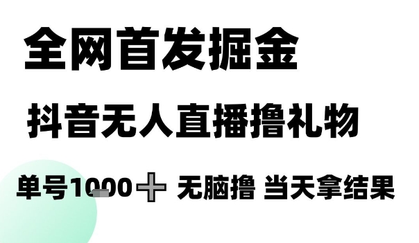 全网首发掘金抖音无人直播撸礼物，单号1k +无脑撸，当天拿结果【揭秘】-易得个人分享