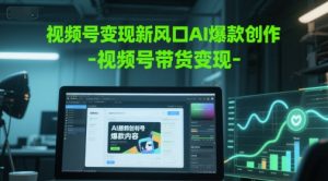 视频号变现新风口AI爆款创作-视频号带货变现-易得个人分享