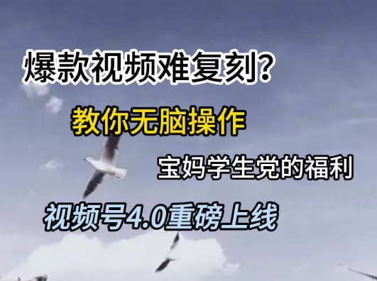 视频号4.0重磅上线，爆款视频难复刻？教你无脑操作宝妈学生党的福利【揭秘】-易得个人分享