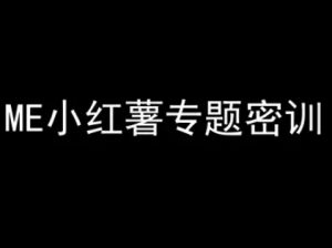 ME小红薯专题密训-小红书电商教程-易得个人分享