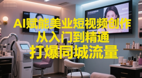 AI赋能美业短视频创作，从入门到精通，打爆同城流量，超级AI工具短视频实操落地-易得个人分享