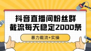 抖音直播间粉丝群暴力截流，一台电脑每天稳定2000条数据【揭秘】-易得个人分享