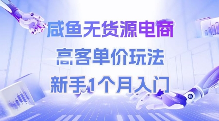 咸鱼无货源电商，高客单价玩法，新手1个月入门-易得个人分享