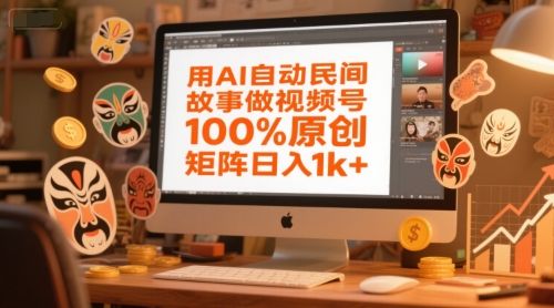用AI自动民间故事做视频号，100%原创，矩阵日入1k+-易得个人分享