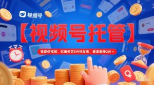 【视频号托管 】我提供视频，你每天花5分钟发布，最高躺挣2W+【揭秘】-易得个人分享