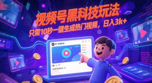 视频号黑科技玩法，只需10秒一键生成热门视频，日入3k+【揭秘】-易得个人分享