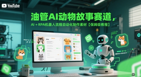 油管AI动物故事赛道，AI+RPA机器人流程自动化制作素材【保姆级教程】-易得个人分享