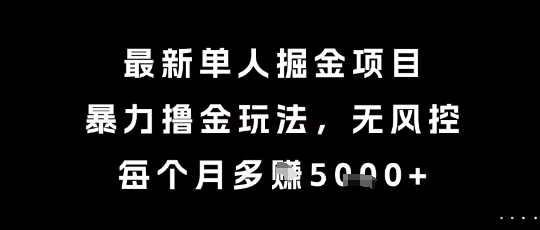 最新单人掘金项目，暴力撸金玩法，无风控，每个月多挣5k+【揭秘】-易得个人分享