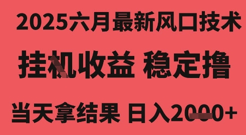 2025六月最新风口技术，无人挂G撸礼物，长期稳定 一个小时收益2k+，小白当天拿结果【揭秘】-易得个人分享