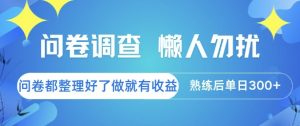 问卷调查，懒人勿扰，问卷都整理好了单价不等，做就有收益，熟练后单日3张【揭秘】-易得个人分享
