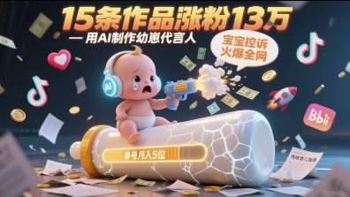 用AI制作幼崽代言人，宝宝的控诉火爆全网，15条作品涨粉13W，单号月入5位数实操教程-易得个人分享