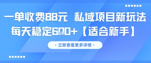 一单收费88元 私域项目新玩法 每天稳定6张+【适合新手】-易得个人分享