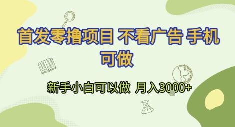 首发零撸项目 不看广告 手机可做 新手小白可以做  月入3k+【揭秘】-易得个人分享