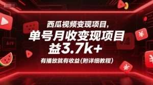 西瓜视频变现项目，单号月收益3.7k+，有播放就有收益(附详细教程)-易得个人分享