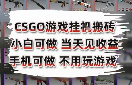 CSGO游戏挂G搬砖，小白纯手机即可操作，不用电脑打游戏，日入3张+，副业网创项目【揭秘】-易得个人分享