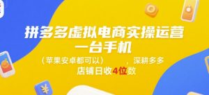 拼多多虚拟电商实操运营，一台手机(苹果安卓都可以)，深耕多多店铺日收4位数-易得个人分享