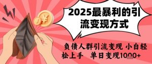 2025年最暴利的引流变现方式，负债人群引流变现，小白轻松上手，日入1k-易得个人分享