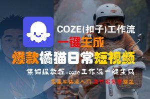 COZE(扣子)工作流一键生成爆款橘猫日常短视频，保姆级教程，零基础快速入门-易得个人分享