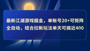 最新江湖游戏掘金，单账号20+可矩阵全自动 ，结合拉新玩法单天可搞4张+【揭秘】-易得个人分享