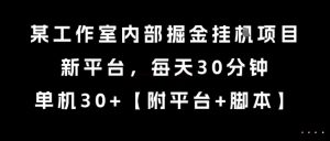 某工作室内部掘金挂G项目，新平台，每天30分钟，单机30+【揭秘】-易得个人分享
