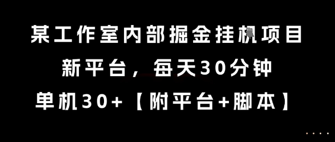 某工作室内部掘金挂G项目，新平台，每天30分钟，单机30+【揭秘】-易得个人分享