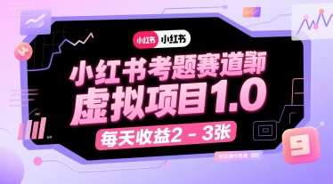 小红书考题赛道虚拟项目1.0，项目操作简单，每天收益2-3张-易得个人分享