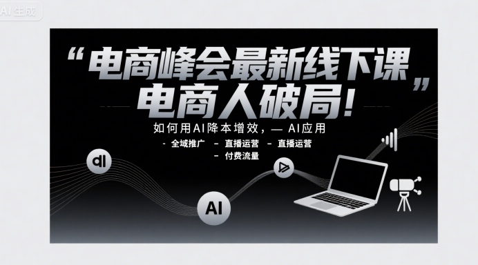 电商峰会最新线下课，电商人破局，如何用AI降本增效，AI应用-全域推广-直播运营-付费流量-易得个人分享