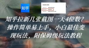 知乎拉新几张截图一天4位数？操作简单易上手，小白最佳变现玩法，附保姆级玩法教程-易得个人分享