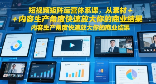 短视频矩阵运营体系课，从素材+内容生产角度快速放大你的商业结果-易得个人分享