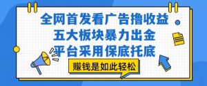 全网首发看广告撸收益，五大板块暴力出金，平台采用保底托底，挣钱是如此轻松作【揭秘】-易得个人分享