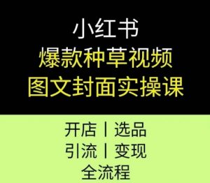 小红书爆款种草视频图文封面实操课，开店、选品、引流、变现全流程-易得个人分享