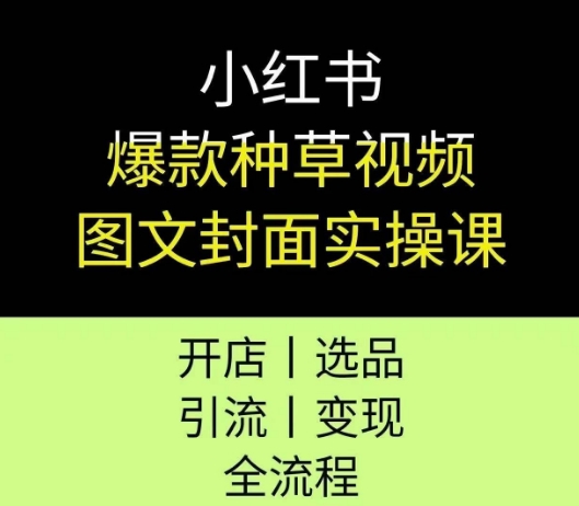 小红书爆款种草视频图文封面实操课，开店、选品、引流、变现全流程-易得个人分享