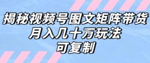 解密视频号图文矩阵带货，月入几个W的打法，可复制-易得个人分享