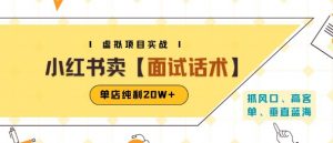 小红书虚拟项目掘金，卖面试话术资料，单店纯利20W+(附爆款笔记制作方法)-易得个人分享