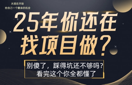 25年，你还在疯狂的找项目吗？别傻了，看完这个你都懂了【揭秘】-易得个人分享