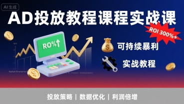 AD投放教程课程实战课，实现广告ROI300%+可持续暴利-易得个人分享