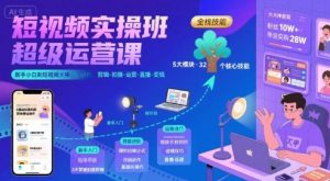 短视频实操班超级运营课，新手小白到短视频大神必修课程，剪辑-拍摄-运营-直播-变现-易得个人分享