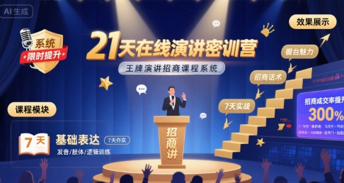 21天在线演讲密训营，王牌演讲招商课程系统-易得个人分享