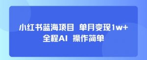小红书蓝海项目 单月变现1w+ 全程AI 操作简单-易得个人分享