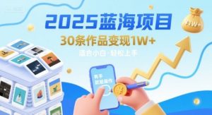 2025蓝海项目30条作品 变现1w+ 有手就能操作适合小白做-易得个人分享