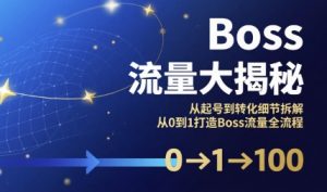 Boss流量大揭秘，从起号到转化细节拆解，从0到1打造Boss流量全流程-易得个人分享