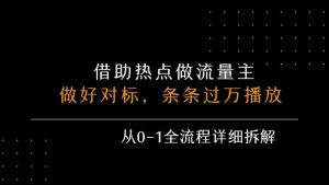 借力热点，乘顺风车玩流量主，条条过万播放， 每月收益5k+，从0-1全流程详细拆解-易得个人分享