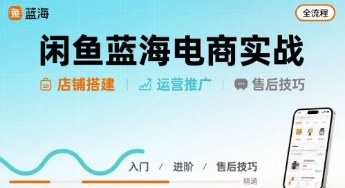 闲鱼蓝海电商实战，店铺搭建运营售后全流程-易得个人分享