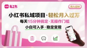 小红书私域项目 月入过W非常轻松 每天15分钟即可搞定，无任何操作门槛，小白可入手-易得个人分享