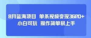 8月AI蓝海项目，单条视频变现1k+ 小白可玩 操作简单易上手-易得个人分享