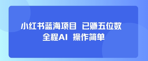 小红书蓝海项目，全程AI，操作简单，已挣五位数-易得个人分享