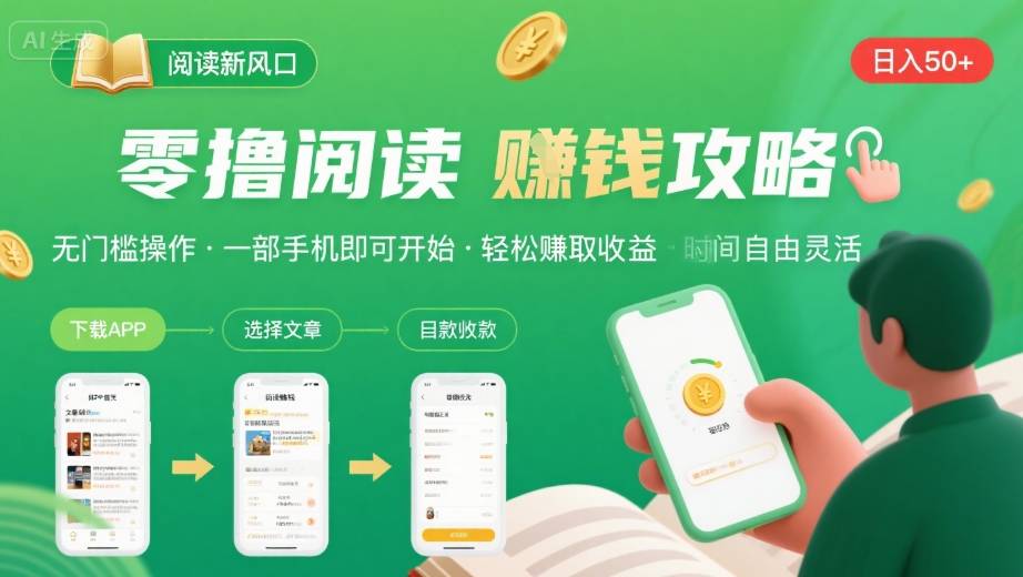 零撸阅读新风口，无门槛轻松挣，一部手机，日入 50-3张【揭秘】-易得个人分享