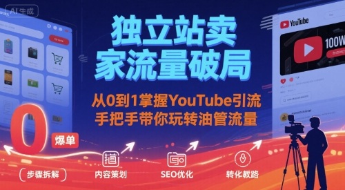 独立站卖家流量破局：从0到1掌握YouTube引流，手把手带你玩转油管流量-易得个人分享