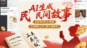 AI生成民间故事，头条号5天1k+，小白轻松上手【附工具指令】-易得个人分享